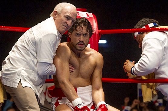 Seconds out … Robert De Niro as manager Ray Arcel and Edgar Ramirez as Roberto Duran in Hands Of Stone